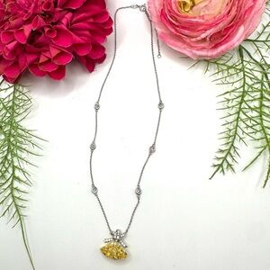NEW⚜️JEAN DOUSSET Intense Yellow Diamond CZ Ribbon Sterling Silver Necklace